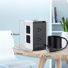 Load image into Gallery viewer, Power Strip Surge Protector Tower 2020, SMALLRT 8 Outlet 4 USB Ports 16.4FT/5M Plug Lead Extension Cord with Safety Socket with Overload Protection
