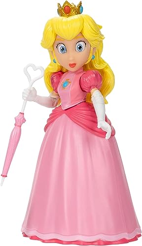 Load image into Gallery viewer, The Super Mario Bros. Movie - 5 Inch Action Figure Series 1 – Princess Peach Figure with Umbrella Accessory