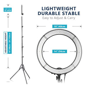Neewer Ring Light Kit:18"/48cm Outer 55W 5500K Dimmable LED Ring Light, Light Stand, Carrying Bag for Camera,Smartphone,YouTube,TikTok,Self-Portrait Shooting, Black, Model:10088612