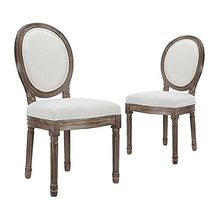 Load image into Gallery viewer, CangLong Farmhouse Dining Room Accent Chairs, French Distressed Bedroom Chairs with Round Back, Elegant Kitchen Chairs Side Chair, Set of 2, Fabric Back in Beige
