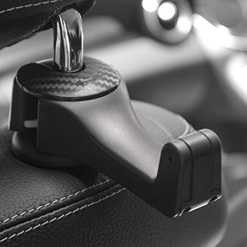 Load image into Gallery viewer, Universal Multifunctional Car Vehicle Back Seat Headrest Mobile Phone Holder Hanger Holder Hook for Bag Purse Cloth Grocery (Black Set of 2)