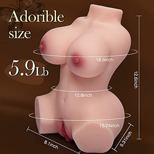 Sex Doll Male Masturbator with Realistic Boobs Vagina and Anal, Goyha 3 in 1 Torso Masturbator Love Doll Pocket Pussy with Built-in Spine 5.9lB Pussy Ass Male Sex Toy for Men Masturbation and Orgasm