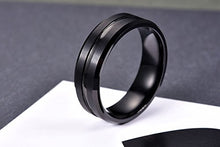 Load image into Gallery viewer, King Will Classic Men Black Tungsten Carbide 8mm Polished Matte Brushed Finish Center Wedding Band Ring 10
