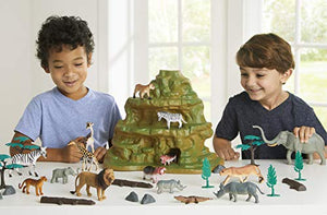 Animal Zone Safari Figure Mountain Playset, for Ages 3-6, 30 Pieces