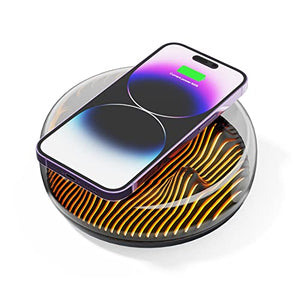 FTOYIN Night Light with Wireless Charge, Volcano Shape 15W Fast Wireless Charging Bedside Lamp Table Lamp for Gift Bedroom Nightstands Kids Room Living Room Office, Black