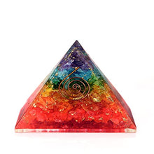 Load image into Gallery viewer, Orgone Pyramid | 7 Chakra Orgonite Pyramid for Meditation &amp; Anti-Stress | Seven Chakra Pyramid Large, Healing Crystal Gemstone Pyramid | Orgone Pyramid Crystal - Handmade In India
