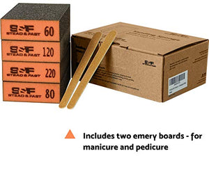 Sanding Sponge, 60 80 120 220 Coarse Medium Fine Grit Sanding Blocks, Sander Sponges for Drywall Metal, Sandpaper Sponge Sanding Block for Wood 4 Pcs by S&F STEAD & FAST