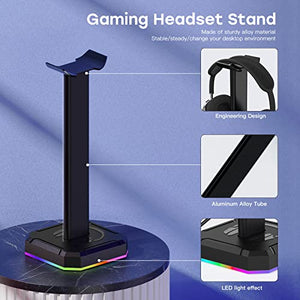 Headphone Stand Gaming Headset Holder with RGB Light,Suitable for Most Headphone Such as Gaming Headphone/Bluetooth Headphone/Telephone Headset (Basic Black)