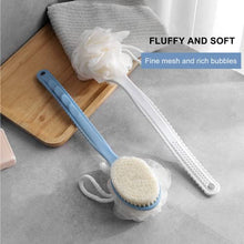 Load image into Gallery viewer, SetSail 2 Pack Shower Body Brush with Bristles and Loofah &amp; Hair Scalp Massager Shampoo Brush, Long Handle Back Scrubber for Shower, Soft Silicone Hair Scalp Scrubber, Dry and Wet Hair Brush
