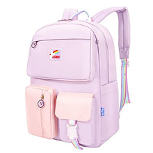 Load image into Gallery viewer, LISINUO Backpack for Girls Kids Schoolbag Children Bookbag Women Casual Daypack Suitable for 13.3-15 inch laptop(Purple)
