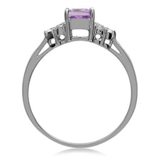 Load image into Gallery viewer, Silvershake 1.02ct. Natural Amethyst and White Cubic Zirconia 925 Sterling Silver Engagement Ring Size 6
