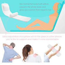 Load image into Gallery viewer, Bath Pillow Full Body, Adjustable Stick Pillow for Waist Support, Head Neck Shoulder Back Rest 11 Suction Cups 3D Mesh Washable
