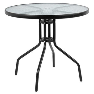 Flash Furniture Nantucket 6 Piece Black Patio Garden Set with Table, Umbrella and 4 Folding Chairs