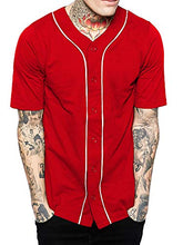 Load image into Gallery viewer, Hat and Beyond Mens Baseball Button Down Jersey (Small, 01up01_red/White)
