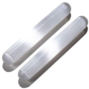 KALIFANO 2 Pack Selenite Wand with Healing & Calming Effects - High Energy Crystal Used for Cleansing and Protection (Information Card Included)