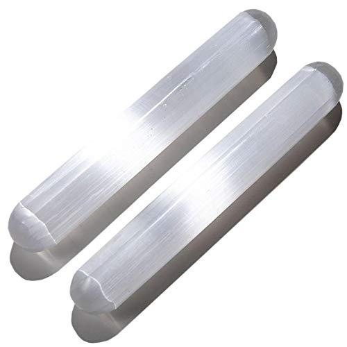 KALIFANO 2 Pack Selenite Wand with Healing & Calming Effects - High Energy Crystal Used for Cleansing and Protection (Information Card Included)