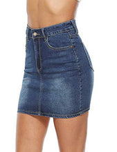 Load image into Gallery viewer, YAWOVE Women's Casual Short Denim Skirt Mini Jean Skirt Dark Blue
