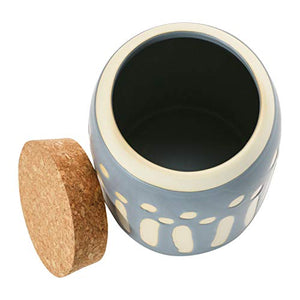 Creative Co-Op Debossed Stoneware Pattern & Cork Lid, Grey Canister