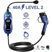 Load image into Gallery viewer, MUSTART Level 2 Portable EV Charger (240 Volt, 25ft Cable, 40 Amp), Electric Vehicle Charger Plug-in EV Charging Station with NEMA 14-50P (Update Version)

