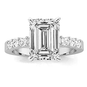 1.75 Carat GIA Certified Emerald Cut Classic Prong Set Diamond Engagement Ring with a 0.75 Ct D-E VVS1-VVS2 Center