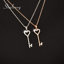 Load image into Gallery viewer, JENNIE SHOP Sweet Micro Pave Crystal Heart Key Necklace&amp;Pendants for Women Brand Jewelry New (Rose Gold)
