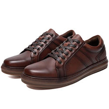 Load image into Gallery viewer, Men's Casual Oxford Sneakers Fashion Design Walking Shoes Brown Leather Daily Flats Slip On Shoe for Men Size 9
