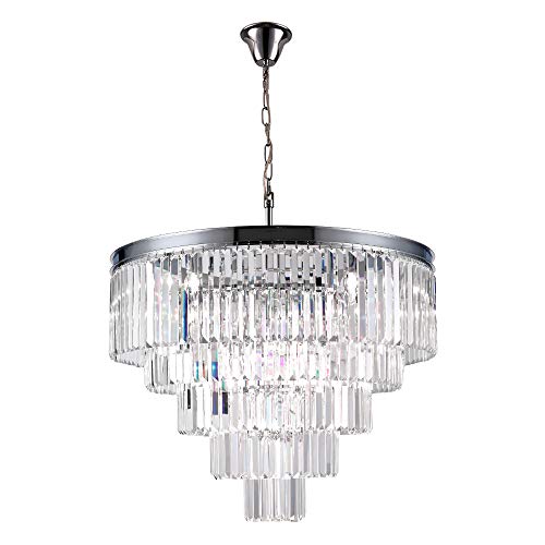 Luxury Modern Crystal Chandeliers Lighting Ceiling Lamp Lights Fixture With 5 Tiers for Dining Room, Living Room(12 Lights Chrome)