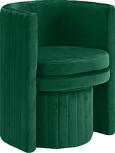 Load image into Gallery viewer, Meridian Furniture Selena Collection Modern | Contemporary Velvet Upholstered Accent Chair and Ottoman Set with Deep Channel Tufting, 25" W x 22.5" D x 30" H, Green
