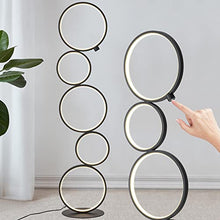 Load image into Gallery viewer, LED Floor Lamp For Living Room , Modern Ring Tall Lamp , Unique Touch Control Standing Lamp , 3 Way Dimmable Stand Light , 39 Inches 24W For Bedroom , Reading , Office , Home , Decorations ,( Black )
