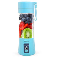 Load image into Gallery viewer, Portable Blender, Personal Size Blender USB Rechargeable with 6 Blades for Shakes and Smoothies, Mini Blender with 13oz Jucie Cup for Sports,Travel,Gym,home and office Blue
