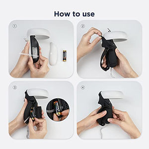 KIWI design Controller Grips Cover Accessories for Meta/Oculus Quest 2 with Battery Opening, Protector with Knuckle Straps(Black)