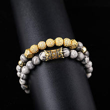 Load image into Gallery viewer, WFYOU 8mm Charm Beads Bracelet for Men Women Black Matte Onyx Natural Stone Beads, 7.5"
