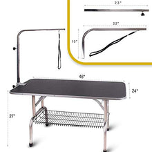 Load image into Gallery viewer, Polar Aurora Pingkay 48'' Black Heavy Duty Pet Professional Dog Show Stainless Steel Foldable Grooming Table w/Adjustable Arm &amp; Noose &amp; Mesh Tray
