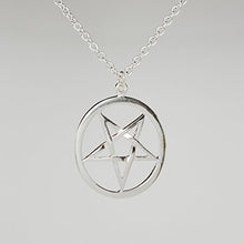 Load image into Gallery viewer, Real Metal Sterling Silver Inverted Pentacle Pentagram Pendant with 20 Inch Sterling Silver Necklace
