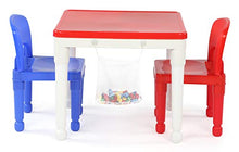 Load image into Gallery viewer, Humble Crew, White/Blue/Red Kids 2-in-1 Plastic Building Blocks-Compatible Activity Table, 20X20X17 H
