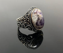 Load image into Gallery viewer, KAR 925K Stamped Sterling Silver Amethyst Men&#39;s Ring I1F (12)
