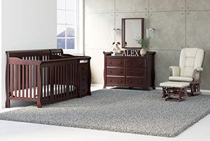 Storkcraft Portofino 4-in-1 Fixed Side Convertible Crib and Changer, Espresso, Easily Converts to Toddler Bed Day Bed or Full Bed, Three Position Adjustable Height Mattress (Mattress Not Included)