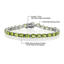 Load image into Gallery viewer, Gem Stone King 925 Sterling Silver Peridot Gemstone Birthstone Women&#39;s Tennis Bracelet, 12.00 Cttw Jewelry 7 Inch
