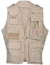 Load image into Gallery viewer, Humvee HMV-VS-K-M Medium Cotton Safari Vest with Extra Pockets, Khaki
