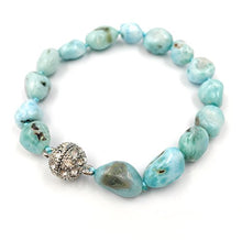 Load image into Gallery viewer, Natural Stone Larimar Bracelet Crystal Magnet Clasp 7.5&quot; …

