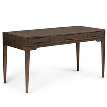 Load image into Gallery viewer, SIMPLIHOME Harper SOLID WOOD Mid Century Modern 60 inch Wide Home Office Desk, Writing Table, Workstation, Study Table Furniture in Walnut Brown with 2 Drawerss
