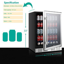 Load image into Gallery viewer, Kalamera 24 inch Beverage Refrigerator - 154 Cans Capacity Beverage Cooler- Fit Perfectly into 24" Space Built in Counter or Freestanding - for Soda, Water, Beer or Wine - For Kitchen or Bar with Blue Interior Light
