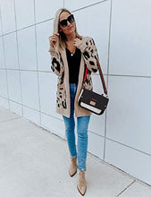 Load image into Gallery viewer, ZESICA Women's Long Sleeves Open Front Leopard Print Button Down Knitted Sweater Cardigan Coat Outwear with Pockets
