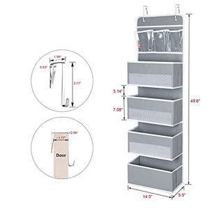 Univivi Door Hanging Organizer Nursery Closet Cabinet Baby Storage with 4 Large Pockets and 3 Small PVC Pockets for Cosmetics, Toys and Sundries (Grey)