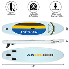 Load image into Gallery viewer, ANCHEER iSUP Inflatable Stand Up Paddle Board 10', Non-Slip Deck, Military Grade PVC iSUP Boards Complete Kit Package Plus Adjustable Paddle, Coil Leash, Hand Pump Perfect for Yoga (Yellow)
