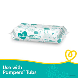 Pampers Baby Wipes Sensitive Perfume Free 8X Refill Packs (Tub Not Included) 576 Count