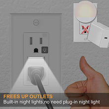 Load image into Gallery viewer, SOZULAMP Electrical Receptacle Outlet with Night Lights-Easy to Install,Decorator Tamper Resistant(TR) Wall Outlets,Nightlight with Touch Control,Outlet Covers Included (Glossy White,2 Pack)
