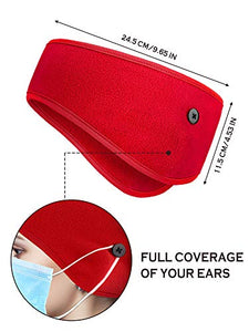 4 Pieces Ear Warmer Headband Elastic Button Headband Winter Ear Muff Headband (Classic Patterns, Rose Red, Red, Dark Grey, Royal Blue)