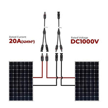 Load image into Gallery viewer, BougeRV Solar Accessories Kit with Solar Connectors Crimper Tool Kit and Solar Connector Y Branch Parallel Cable and 20 FEET 10AWG Solar Extension Cable with One Pair of Connector in Extra
