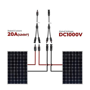 BougeRV Solar Accessories Kit with Solar Connectors Crimper Tool Kit and Solar Connector Y Branch Parallel Cable and 20 FEET 10AWG Solar Extension Cable with One Pair of Connector in Extra